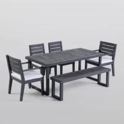Nestor 6pc Acacia Wood Dining Set - Dark Gray/Light Gray - Christopher Knight Home