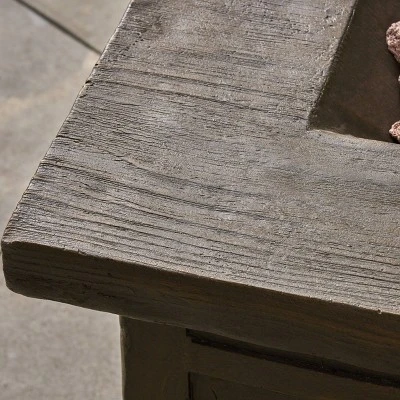 Landman Square 32" Lightweight Concrete Gas Fire Pit - Natural - Christopher Knight Home 2 Landman Square 32" Lightweight Concrete Gas Fire Pit - Natural - Christopher Knight Home - Image 2