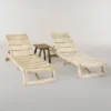 Mahi 3pc Acacia Wood Chaise Lounge Set - Light Gray Wash - Christopher Knight Home