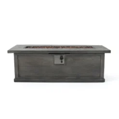 Anchorage Outdoor 50000 BTU Light Weight Concrete Rectangular Fire Pit Wood Pattern Gray - Christopher Knight Home -Christopher Knight Home GUEST ac8aae37 12b3 4645 9fe9 aa04f5ed9d06