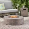 Senoia Outdoor Round Fire Pit With Tank Holder - Brown - Christopher Knight Home