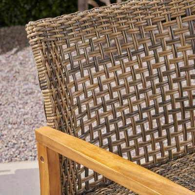 9pc Hampton Wood And Wicker Patio Chat Set Gray - Christopher Knight Home 2 9pc Hampton Wood And Wicker Patio Chat Set Gray - Christopher Knight Home - Image 2