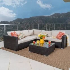 Santa Rosa 6pc Wicker Seating Sectional Set With Cushions - Christopher Knight Home -Christopher Knight Home GUEST ad7a8ff8 c6fd 46f0 8eda cbb502599b10