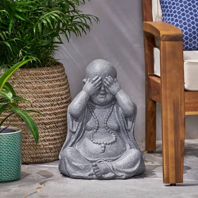 Harrod Outdoor See No Evil Monk Garden Statue - Stone Gray - Christopher Knight Home 1 Harrod Outdoor See No Evil Monk Garden Statue - Stone Gray - Christopher Knight Home