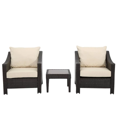 Antibes 3pc Wicker Chat Set With Cushions - Christopher Knight Home 1 Antibes 3pc Wicker Chat Set With Cushions - Christopher Knight Home