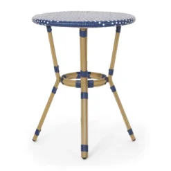 Paul 3pc Outdoor Aluminum French Bistro Set - Dark Teal/White/Bamboo - Christopher Knight Home -Christopher Knight Home GUEST af6eafba d09a 4006 af2d 5ee098911923