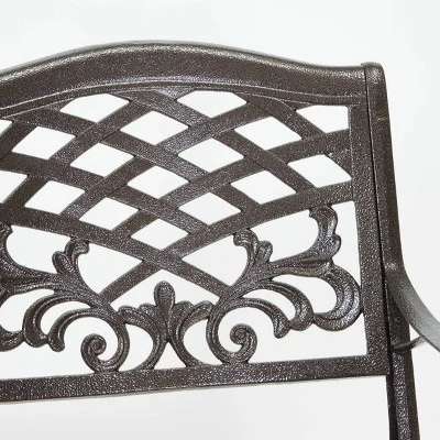 Sarasota Cast Aluminum Adjoining Patio Chair - Bronze - Christopher Knight Home 4 Sarasota Cast Aluminum Adjoining Patio Chair - Bronze - Christopher Knight Home - Image 4