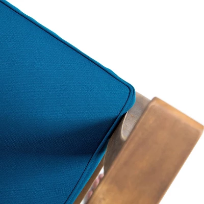 Perla 2pk Acacia Wood Club Chairs - Teak/Blue - Christopher Knight Home 2 Perla 2pk Acacia Wood Club Chairs - Teak/Blue - Christopher Knight Home - Image 2