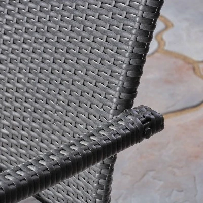 Arezzo 3pc Wood & Wicker Bistro Set - Gray/Gray - Christopher Knight Home 4 Arezzo 3pc Wood & Wicker Bistro Set - Gray/Gray - Christopher Knight Home - Image 4