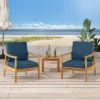 Willowbrook 2pc Acacia Wood Club Chairs - Teak/Dark Teal - Christopher Knight Home