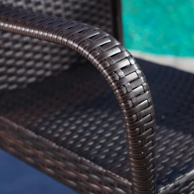 Lala 3pc Square Wicker Patio Bar Set - Brown - Christopher Knight Home 3 Lala 3pc Square Wicker Patio Bar Set - Brown - Christopher Knight Home - Image 3