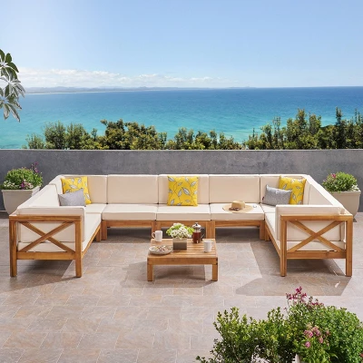 Brava 8pc Acacia Wood Sectional Sofa Set - Christopher Knight Home 6 Brava 8pc Acacia Wood Sectional Sofa Set - Christopher Knight Home - Image 6