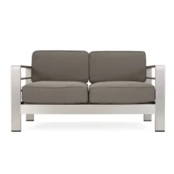 Cape Coral 5pc Aluminum And MGO Seating Set With Fire Table Khaki/Light Gray - Christopher Knight Home -Christopher Knight Home GUEST ba32cccb a3a9 441f 87f5 cb1c409c9ccb