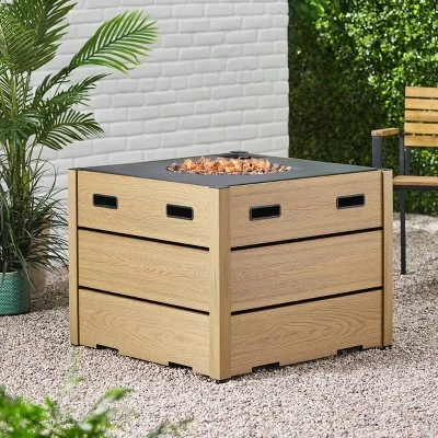Archie Outdoor Square Fire Pit - Brown - Christopher Knight Home 1 Archie Outdoor Square Fire Pit - Brown - Christopher Knight Home
