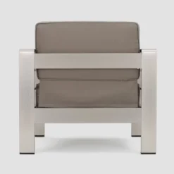 Cape Coral 4pc Cast Aluminum Patio Loveseat Set With Cushions - Silver - Christopher Knight Home -Christopher Knight Home GUEST bb9c7073 ba65 4f32 b8a7 10991cce14ab