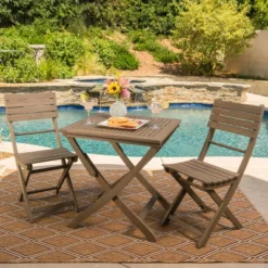 Positano 3pc Acacia Wood Foldable Bistro Set - Christopher Knight Home -Christopher Knight Home GUEST be8ce26b ae18 4977 8c29 3ea1beade409
