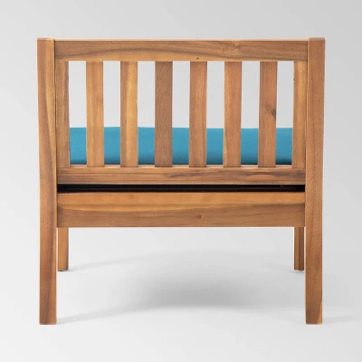 Yadira 3pc Acacia Wood Chat Set - Teak/Dark Teal - Christopher Knight Home 2 Yadira 3pc Acacia Wood Chat Set - Teak/Dark Teal - Christopher Knight Home - Image 2