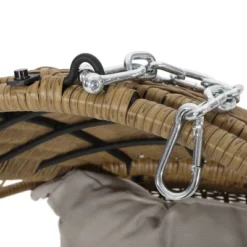 Greystone Indoor/Outdoor Wicker Hanging Chair With 8' Chain - Light Brown/Beige - Christopher Knight Home -Christopher Knight Home GUEST c0f425a7 5538 4cab afd5 ae414bbe2b67