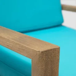 Santa Ana 4pc Acacia Wood Chat Set - Brushed Light Brown/Teal - Christopher Knight Home -Christopher Knight Home GUEST c1ee2748 e4ec 4f36 a8ad 46c16a584aa3