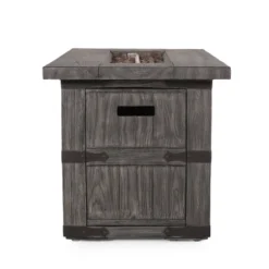 Arnton Outdoor 40000 BTU Rectangle Fire Pit Wood Gray - Christopher Knight Home -Christopher Knight Home GUEST c25235cc bb4c 447c b292 f75367a18ee2