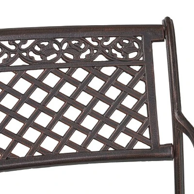 Sebastian Cast Aluminum Patio Sector Bench - Shiny Copper - Christopher Knight Home 6 Sebastian Cast Aluminum Patio Sector Bench - Shiny Copper - Christopher Knight Home - Image 6