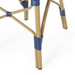 Paul 3pc Outdoor Aluminum French Bistro Set - Dark Teal/White/Bamboo - Christopher Knight Home -Christopher Knight Home GUEST c48dbc1b 709c 4b64 b8ee 78b0f289f43b