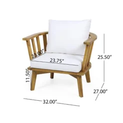 Solano 4pc Outdoor Wooden Chat Set With Rectangular Coffee Table - White/Teak - Christopher Knight Home -Christopher Knight Home GUEST c72e5240 9cf7 41ee a460 3cf87a571319