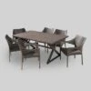 Grayson 7pc Aluminum And Wicker Dining Set - Brown - Christopher Knight Home