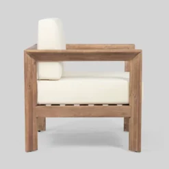 Genser 2pk Acacia Wood Club Chairs Brown/Beige - Christopher Knight Home -Christopher Knight Home GUEST c7a59949 b730 4ade bf3b 0f64c0662baf