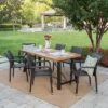 Spencer 7pc Wood & Wicker Dining Set - Brown - Christopher Knight Home