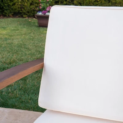 Perla 4pc Acacia Wood Sectional Sofa Set Teak/Cream - Christopher Knight Home 3 Perla 4pc Acacia Wood Sectional Sofa Set Teak/Cream - Christopher Knight Home - Image 3