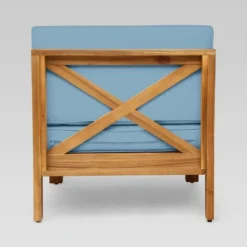 Brava 5pc Acacia Sectional Sofa Set - Teak/Blue - Christopher Knight Home -Christopher Knight Home GUEST c9496fc0 1bc1 46aa b305 6191d217a6bf 1