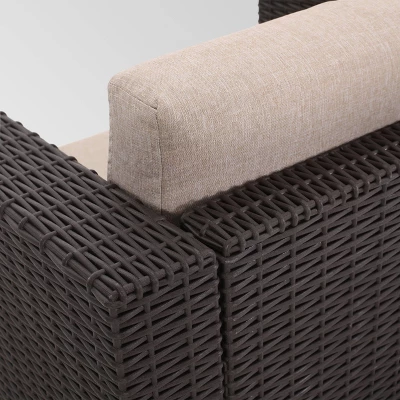 Waverly 3pc Faux Wicker Chat Set Brown/Beige - Christopher Knight Home 2 Waverly 3pc Faux Wicker Chat Set Brown/Beige - Christopher Knight Home - Image 2