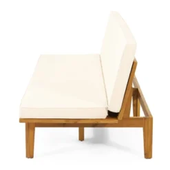 Jill Outdoor Acacia Wood Convertible Daybed With Cushions Teak/Beige - Christopher Knight Home -Christopher Knight Home GUEST ca6d953d eea0 4111 89e7 389355abf09f