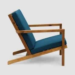 Leah 3pc Acacia Wood Chat Set - Brown/Dark Teal - Christopher Knight Home -Christopher Knight Home GUEST caed449d acc8 46b7 a738 c7df22d59552