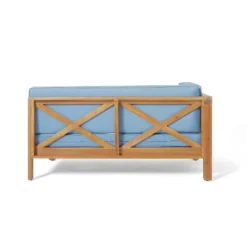 2pc Brava Outdoor Acacia Wood Left Arm Loveseat & Coffee Table With Cushion Teak/Blue - Christopher Knight Home 15 2pc Brava Outdoor Acacia Wood Left Arm Loveseat & Coffee Table With Cushion Teak/Blue - Christopher Knight Home -Christopher Knight Home GUEST cb67acbd abd3 4f04 974d 63ebf7ab4077