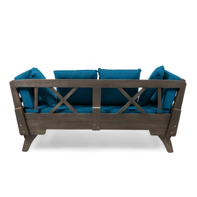 Ottavio Outdoor Acacia Wood Expandable Daybed With Cushions - Dark Teal/Gray - Christopher Knight Home 6 Ottavio Outdoor Acacia Wood Expandable Daybed With Cushions - Dark Teal/Gray - Christopher Knight Home - Image 6