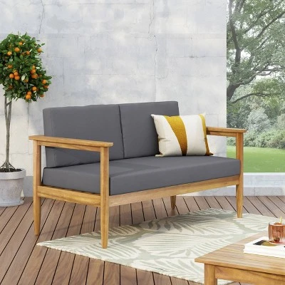 Magnolia Patio Acacia Wood Loveseat - Teak/Dark Gray - Christopher Knight Home 1 Magnolia Patio Acacia Wood Loveseat - Teak/Dark Gray - Christopher Knight Home