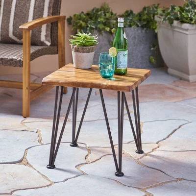 Zion Industrial Side Table - Teak/Rustic Metal - Christopher Knight Home 1 Zion Industrial Side Table - Teak/Rustic Metal - Christopher Knight Home