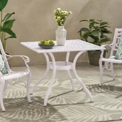 Phoenix Square Cast Aluminum Dining Table - White - Christopher Knight Home -Christopher Knight Home GUEST cd47ed74 3f83 498e 89d3 5e5019843cdc