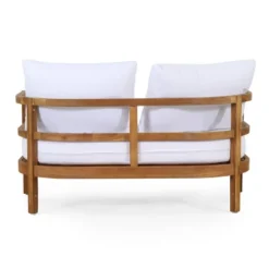 2pc Ellendale Outdoor Acacia Wood Loveseat & Coffee Table Teak/White - Christopher Knight Home -Christopher Knight Home GUEST cd4af724 df56 4a28 be7d da6d8f55bc12