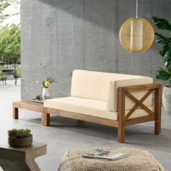 2pc Brava Outdoor Acacia Wood Right Arm Loveseat & Coffee Table With Cushion Teak/Beige - Christopher Knight Home 11 2pc Brava Outdoor Acacia Wood Right Arm Loveseat & Coffee Table With Cushion Teak/Beige - Christopher Knight Home -Christopher Knight Home GUEST ce211152 abd3 4bb2 ab38 2252a19295b3
