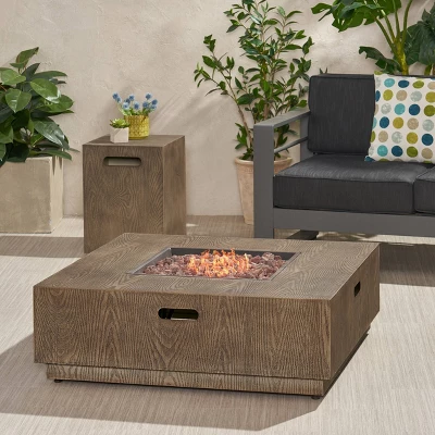 Wellington 40" Square Iron Gas Fire Pit With Tank Holder - Brown - Christopher Knight Home 2 Wellington 40" Square Iron Gas Fire Pit With Tank Holder - Brown - Christopher Knight Home - Image 2