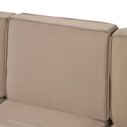 Cape Coral 5pc Outdoor 4 Seater Aluminum Chat Set With Fire Pit - Silver/Khaki - Christopher Knight Home -Christopher Knight Home GUEST ce748ea2 8c30 4f50 938f 8a50f805320a