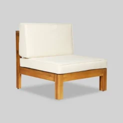 Oana 4pc Acacia Modular Sofa And Table Set - Teak/Beige - Christopher Knight Home -Christopher Knight Home GUEST cec2d295 07d4 4415 8e6a 19339a26bde2
