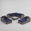 10pc Santa Rosa Wicker Patio Seating Sectional Set With Sunbrella Cushions Brown - Christopher Knight Home