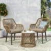 Russel 3pc Outdoor Wicker 2 Seater Chat Set - Light Brown/Beige - Christopher Knight Home