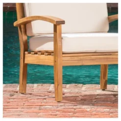 Peyton 4pk Acacia Wood Patio Club Chairs W/ Cushions - Beige - Christopher Knight Home -Christopher Knight Home GUEST cf244c1f 87fa 42bd 9db2 5cfad56e4991