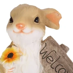 28.25" Concrete Silverbow Outdoor Rabbit Garden Statue - White And Brown - Christopher Knight Home -Christopher Knight Home GUEST cf3b253c 69bf 4f82 8b93 7aaea4ede515