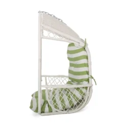 Greystone Indoor/Outdoor Hanging Chair With 8' Chain - White/Green - Christopher Knight Home -Christopher Knight Home GUEST cfbf4d9e db91 4eed 8e40 4630b4316ab3